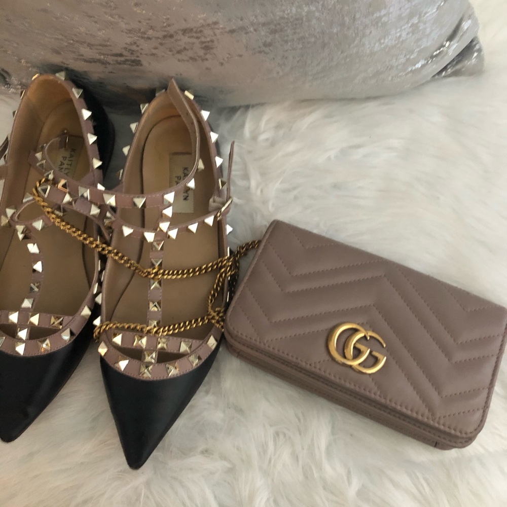Gucci Marmont Wallet On A Chain (Porcelain Rose)